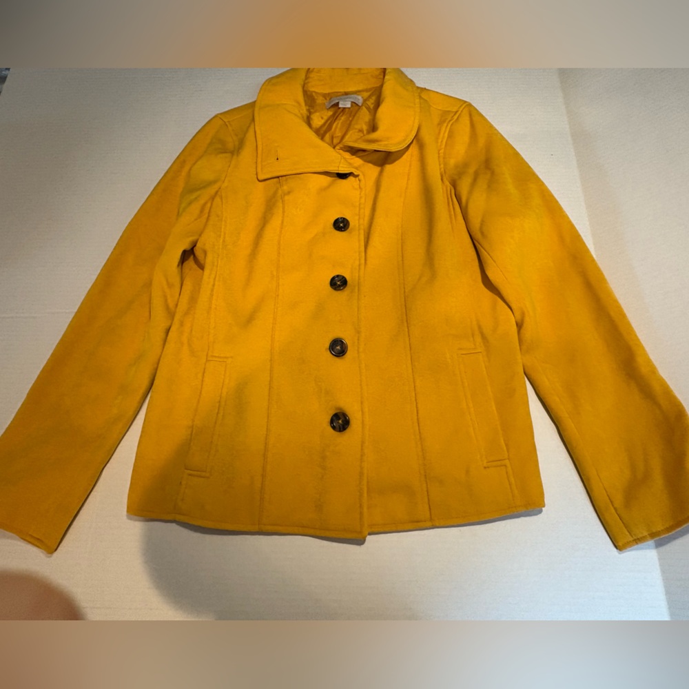 Women’s Medium Laura Ashley Bright Golden Yellow Polyester Peacoat